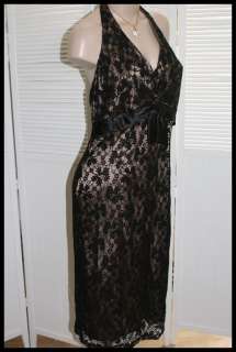 JULIAN TAYLOR ~ New Lace Covered Halter DRESS ~ Sz 12  