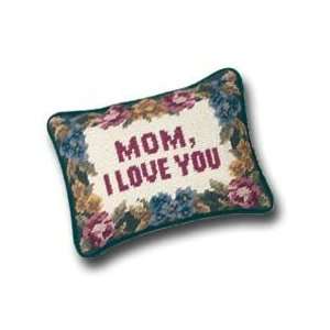   Needlepoint Saying Pillow, Mom I Love You