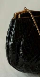 JUDITH LEIBER Vintage Black SNAKESKIN Onyx Bag Handbag  