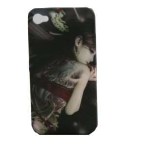  Iphone 4 4G hard case lady maiden colorful Dragon Lotus 