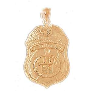    14kt Yellow Gold Los Angeles Fire Department Pendant: Jewelry