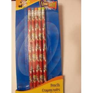  Looney Tunes Wood Pencils ~ Set of 5 (Th Th Thats All Folks 