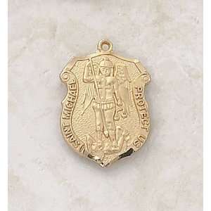 St. Michael Archangel 22 Kt Gold Over Sterling Patron Saint Medal 