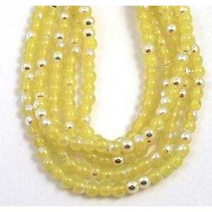 4mm Round Czech Glass Beads   100pc Milky Yellow AB: Arts 