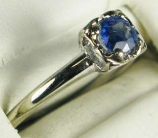   14K White Gold .33ct AAA Kashmir Sapphire Engagement Ring Sz6  