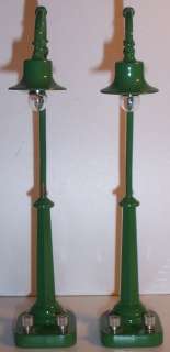   LIONEL PREWAR #58 GOOSENECK LAMP POSTS GREEN 2 TINPLATE LAMPS  