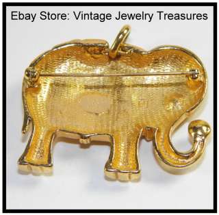 Vintage KJL Kenneth Jay Lane 4 Avon Gold Enamel Rhinestone Elephant 