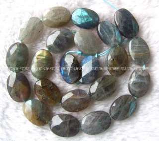 ot710 Natural Labradorite Faceted Oval Beads 18mm 15.5  