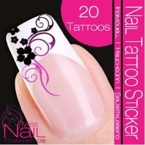    Nail Tattoo Sticker Ornament / Blossom   black / lilac: Beauty