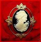 CLASSIC VICTORIAN LADY w/ ROSE CAMEO PIN/BROOCH/PEND​ANT