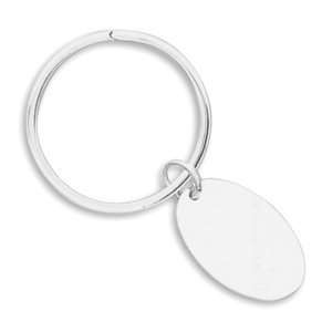  Sterling Silver Key Ring with Oval Engravable Tag: West 
