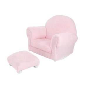  Pink Chenille Upholstered Rocker & Otto with Headrest Slip 