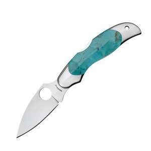  Spyderco   Kopa, Turquoise Handle, Plain Sports 