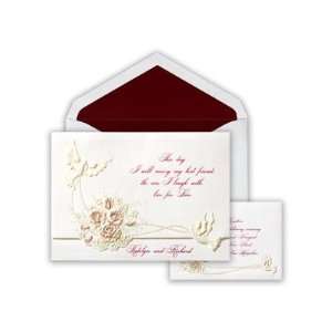 Burgundy Rose Dove Wedding Invitation