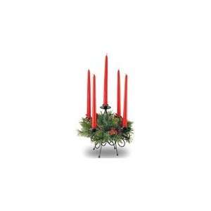   Candle Holder with Red Berries, Cones & Holly Leaves: Home & Kitchen