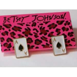    BETSEY JOHNSON Ace of Spades Card Earrings 