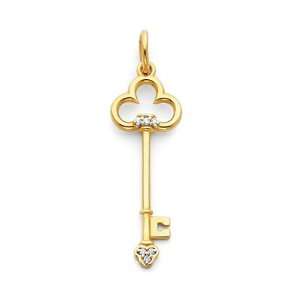  XP3487AA 14K Gold Key Pendant with Diamond: Jewelry
