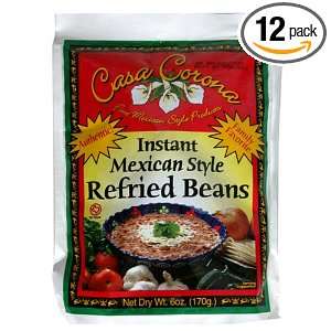 Casa Coronas Instant Refried Beans, 6 Ounce Cans (Pack of 12)