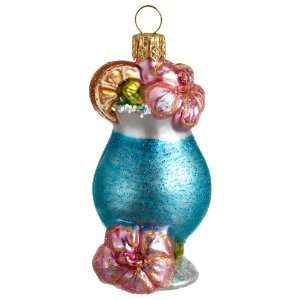 Ornaments To Remember Tropical Drink (Blue) Hand Blown Glass Ornament 