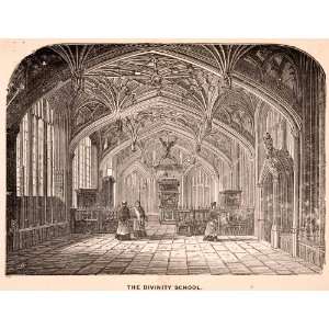  1900 Wood Engraving Divinity School Oxford Lierne Vault 