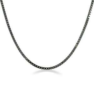  Black Rhodium Box Link Chain Necklace 30in Jewelry