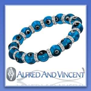  Evil Eye Murano Glass Bead Turkish Charm Stretch Bracelet 