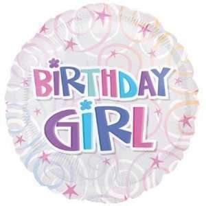  Birthday Girl Balloon   Flat 18 Stars Birthday Girl Foil Balloon 