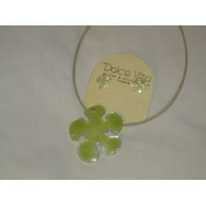Dolce Vita Necklace and Earrings French Touch Green Flora Set 