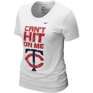  Minnesota Twins Ladies White Cant Hit On Me T shirt 