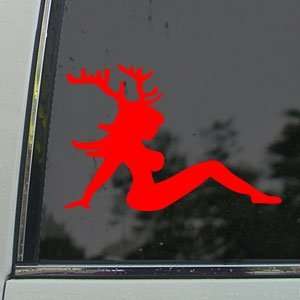  Sexy Chic With Deer Horns Red Decal Truck Window Red 