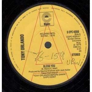  BLESS YOU 7 INCH (7 VINYL 45) UK EPIC 1975 TONY ORLANDO Music