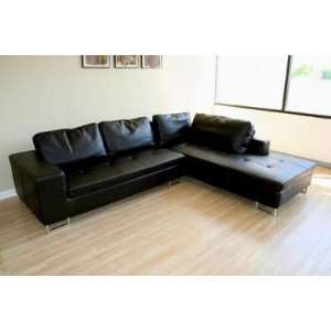  Dark Brown Leather Sectional Sofa: Home & Kitchen