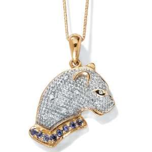   Jewelry Tutone 10k Gold Diamond and Iolite Panther Pendant Jewelry