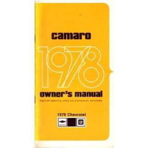    1978 CHEVROLET CAMARO Owners Manual User Guide 