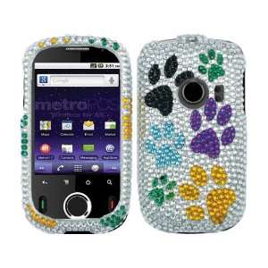 Silver Multi Color Dog Paws Bling Rhinestone Faceplate Diamond Crystal 