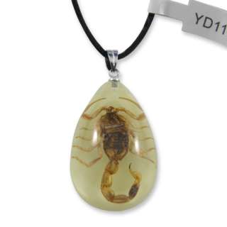 Real Small Golden Scorpion Necklace Glow in the Dark  