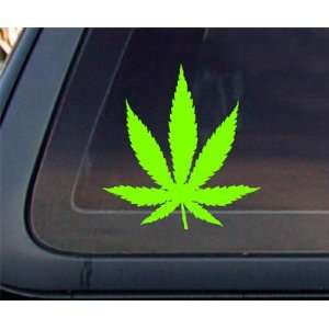  Lime Green Marijuana Leaf Car Decal / Sticker Automotive