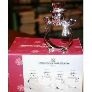   Holiday Silverplated Set of 4 Snowmen Napkin Rings