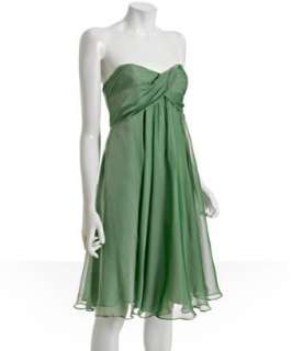 Nicole Miller sea green iridescent chiffon strapless dress   