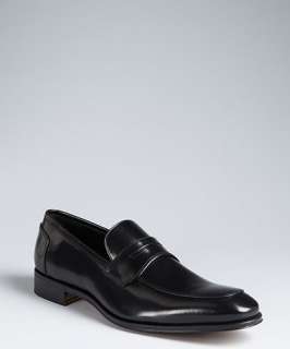 Salvatore Ferragamo black leather Lionel penny loafers