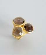 Soixante Neuf smoky quartz and gold 3 stone ring style# 318642301