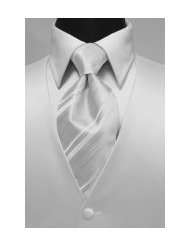 White Satin Tuxedo Vest with Coordinating White Stripe Windsor Band 