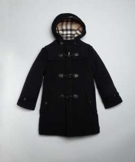 Burberry BABY / TODDLER / KIDS navy wool blend hooded toggle coat