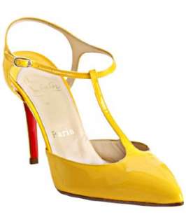 Christian Louboutin yellow patent leather Coxinelle t strap pumps 