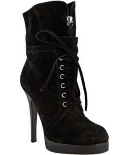 Giuseppe Zanotti black suede lace up platform booties   up to 