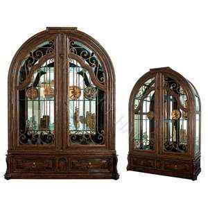 Arched Scrolled Display Cabinet Curio Glass Hardwood  