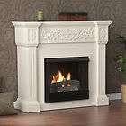   Calvert Gel Fuel Fireplace White Carved Wood TV Stand Media FG9279