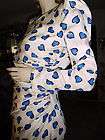   Carolina Herrera blue white silk dress wrap draped shapely Wedding