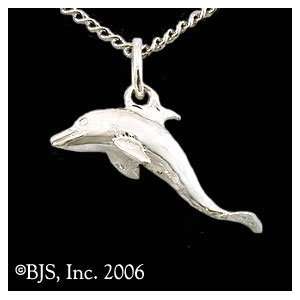 Three Dimensional Dolphin Necklace, 14k White Gold, 18 Silver Cable 