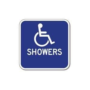  Aluminum Wheelchair Accessible Symbol Showers Sign   12x12 